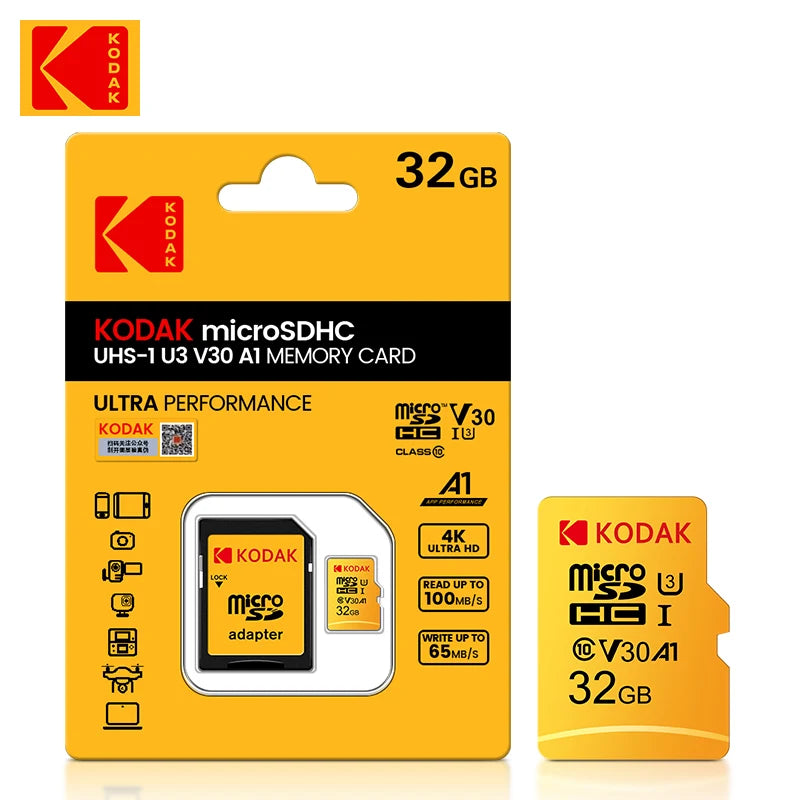 Kodak Micro SD 128GB SD card 32GB flash drive Memory Card 64G class 10 U3 4K cartao de memoria 128G micro sd memory card