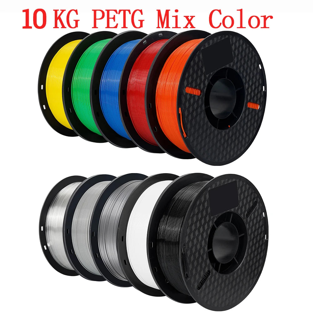 KINGROON 22LBS PETG or PLA filament 3D Printer Filament 10 Rolls 1KG 1.75MM Eco-Friendly Good Toughness Mix Color Free Shipping