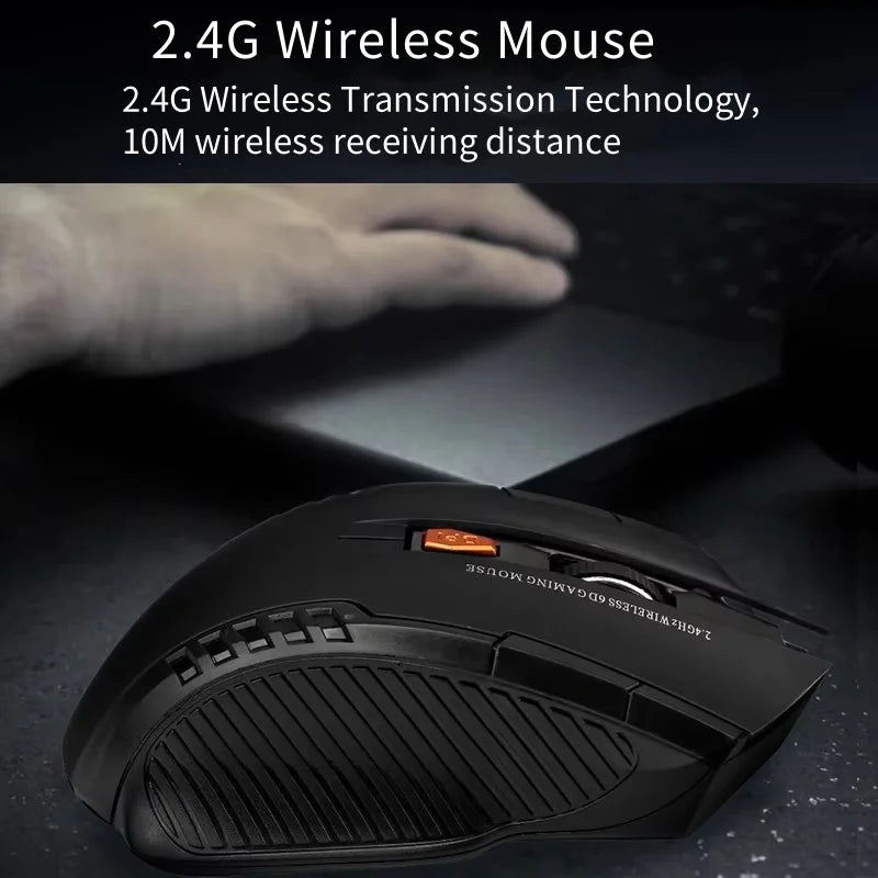 2.4GHz Wireless Mouse Adjustable DPI Mouse 6 Buttons Optical Gaming Mouse Gamer Wireless Mice with USB Receiver for Computer PC