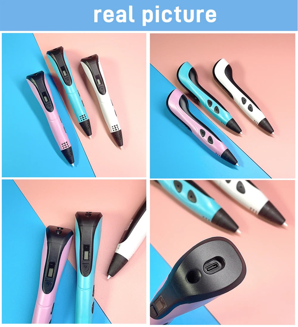 2025 3D Pen Set for Children 3D Printing Pen with LED Screen 100M PLA Power Adapter Travel Box Christmas Birthday Gift for Kids