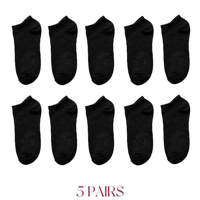 50/30/20/10/5Pcs/ Men's Socks Spring Summer Thin Breathable Soft Polyester Cotton Socks Black Casual Business Ankle Boat Socks S