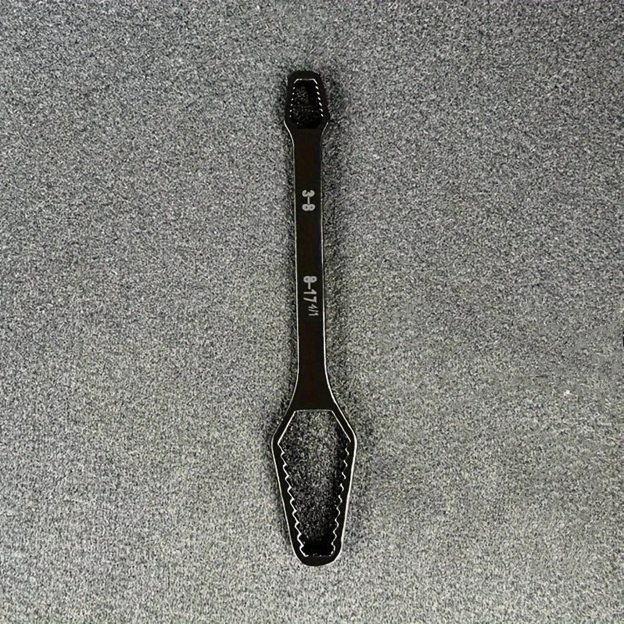 1pc Multi functional black 150mm long T-shaped wrench, adjustable self tightening double head wrench, portable manual tool for a