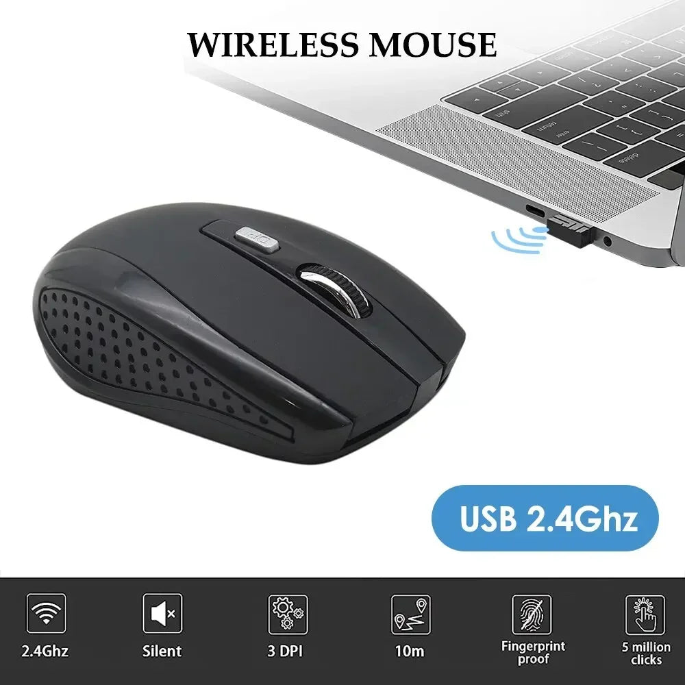 2.4G Wireless Mouse Silent Mouse Portable Charging Mobile Optical Office Mouse Adjustable DPI Level for Laptop