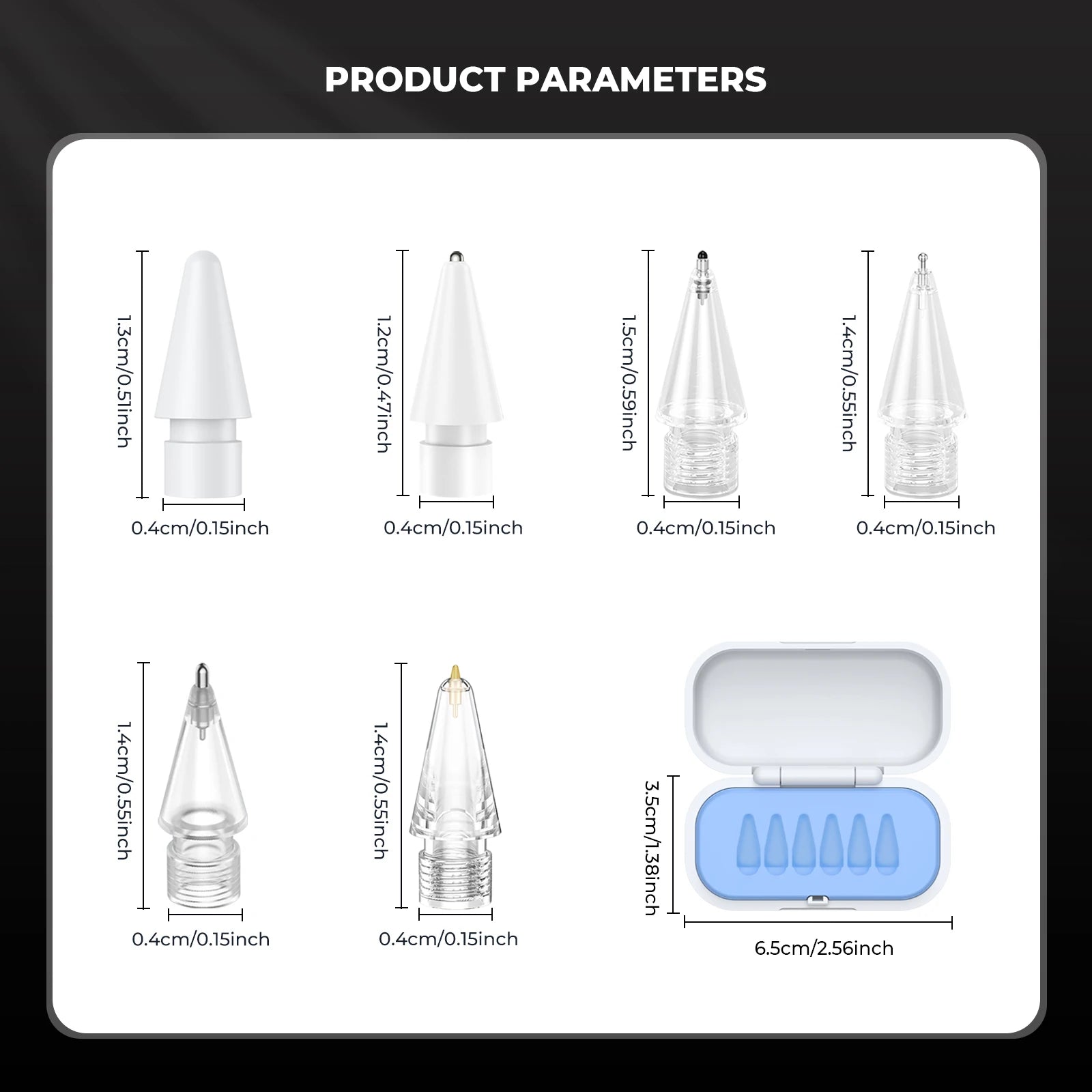 6/4 in 1Replacement Pencil Tips For Apple Pencil Pro/2nd Gen/1st Gen/USB-C, Upgraded iPad Pen Tips With Storage Case