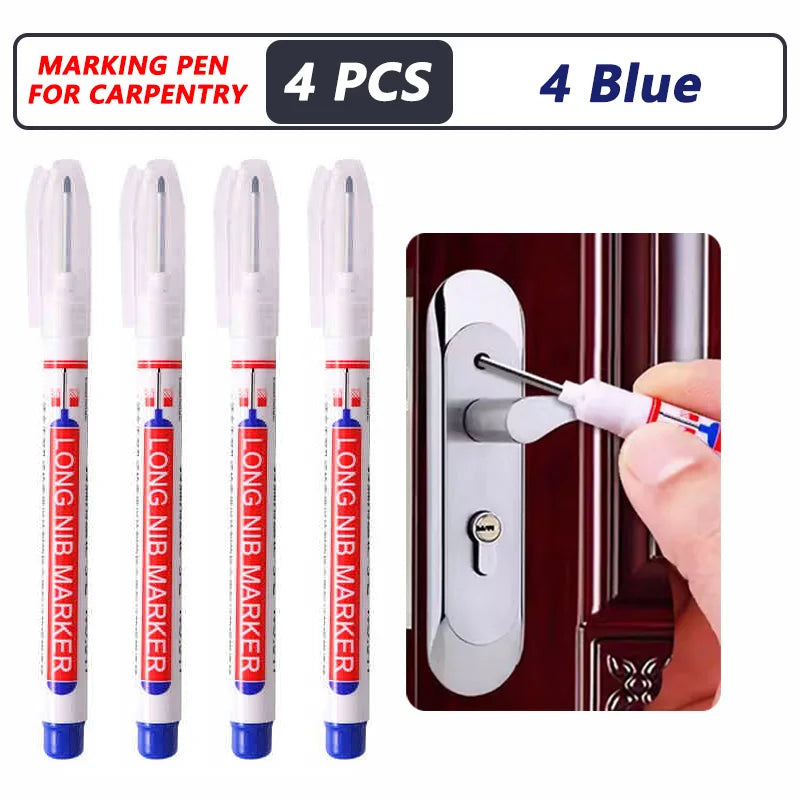 8Pcs/Set 20mm Deep Hole Long Nib Head Markers For Metal Perforating Pen Waterproof Bathroom Woodworking Decoration Multi-Purpose