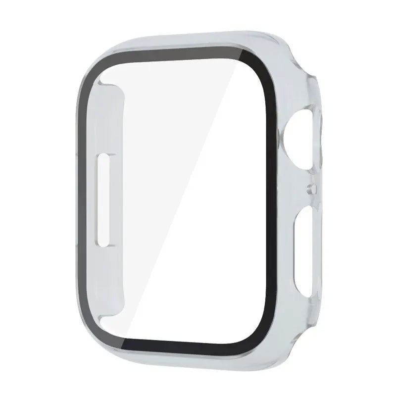 Glass+Case For Apple Watch 8 7 45mm 44mm 41mm 40mm PC Screen Protector Cover iwatch Series 3/4/5/6/SE/7/8 SmartWatch Accessories