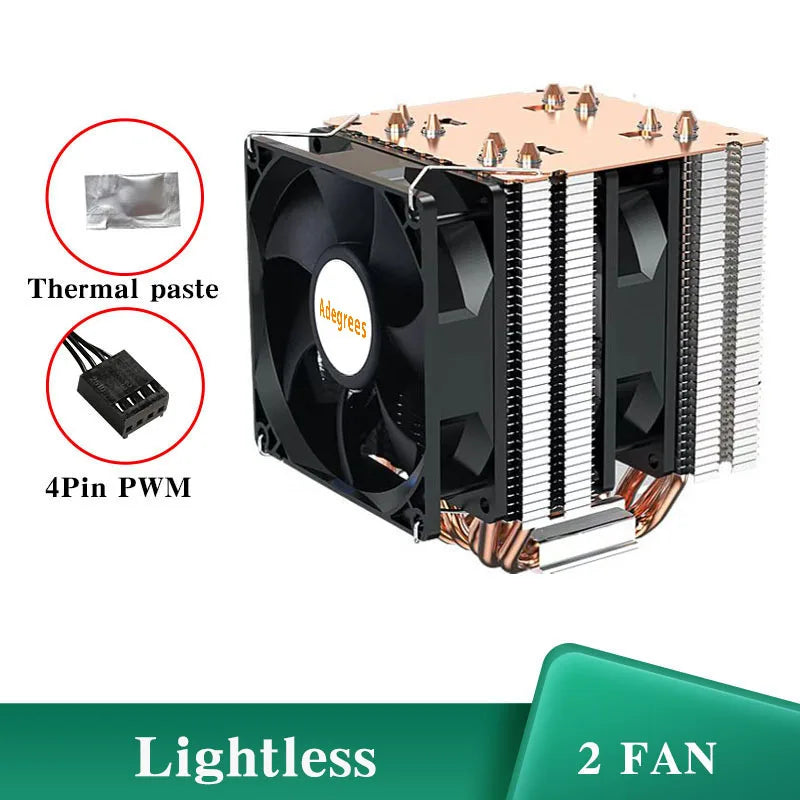6 Heat Pipe CPU Cooler 4Pin PWM PC Quiet Air Cooler Fan for Intel LGA 1366 1700 1200 1150 1151 1155 2011 X79 X99 AM3 AM4 AM5