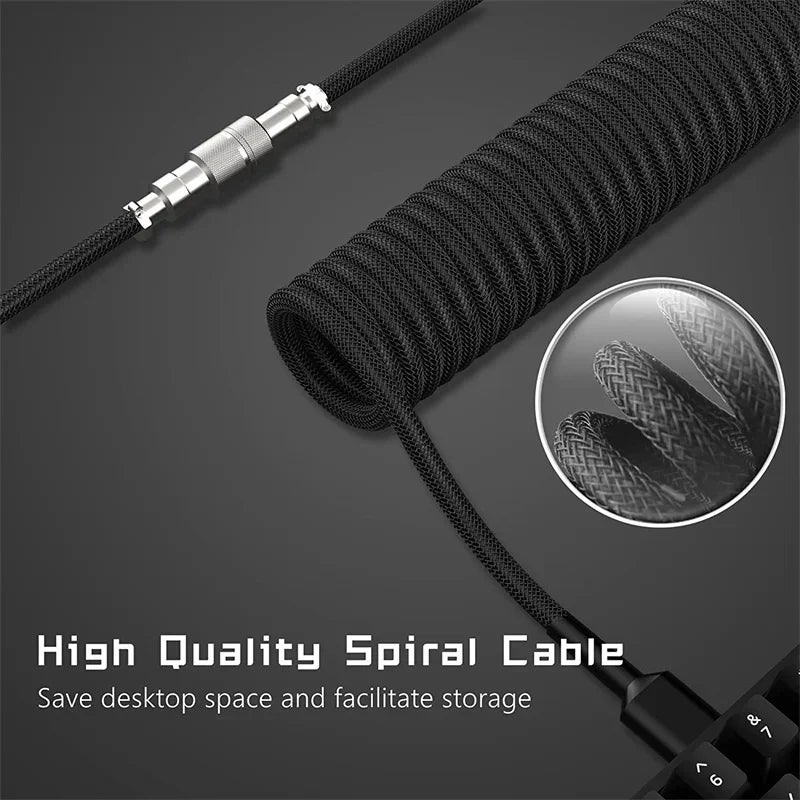 3M Type C Mechanical Keyboard Coiled Cable USB Keyboard Wire Mechanical Keyboard Aviator Desktop Computer Aviation Connector