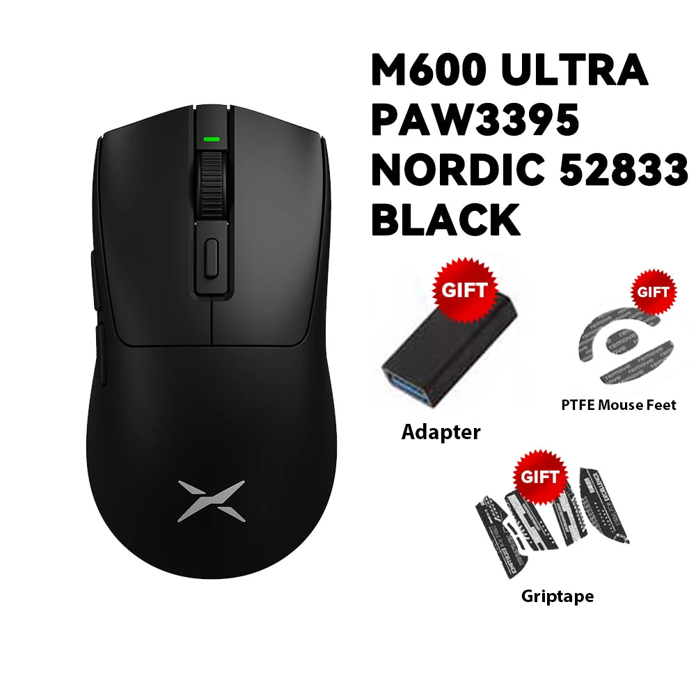 Delux M600 Series Wireless Gaming Mouse 52g Lightweight 2.4G Dual Mode Connection 26000DPI Macro Rechargeable Mice for PC Gamer