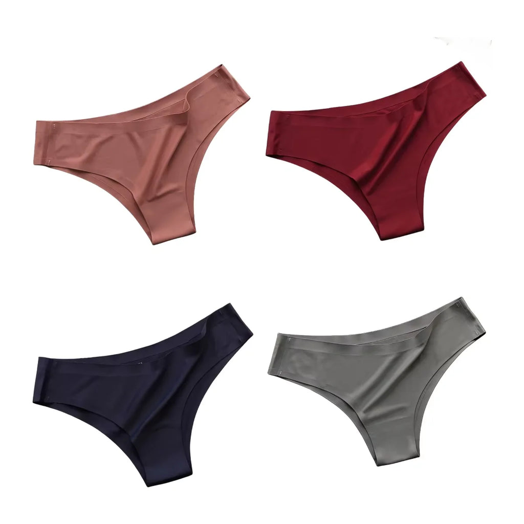 New 4PCS/Set Seamless Panties Women Sexy Underwear Ice Silk Underpants Low Waist G-string Female Soft Solid Ultra-thin Briefs