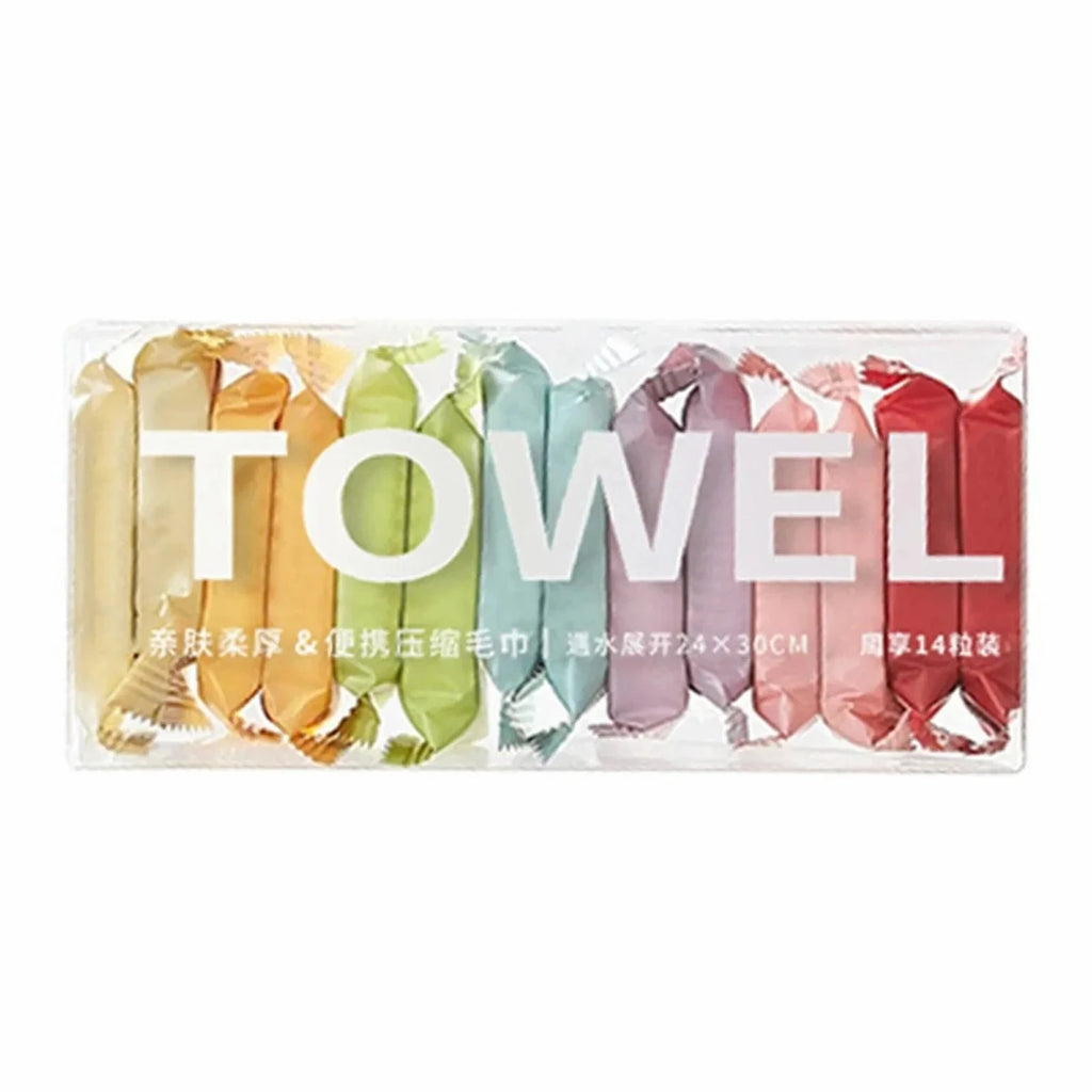 14pcs/box Disposable Washcloth Portable Travel Towel Thickened Compressed Face Cleansing Beauty Square Towel
