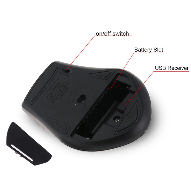 2.4GHz Wireless Optical Mouse for PC Gaming Laptops Game 6 Keys Wireless Mice with USB Receiver Drop Shipping Computer Mouse