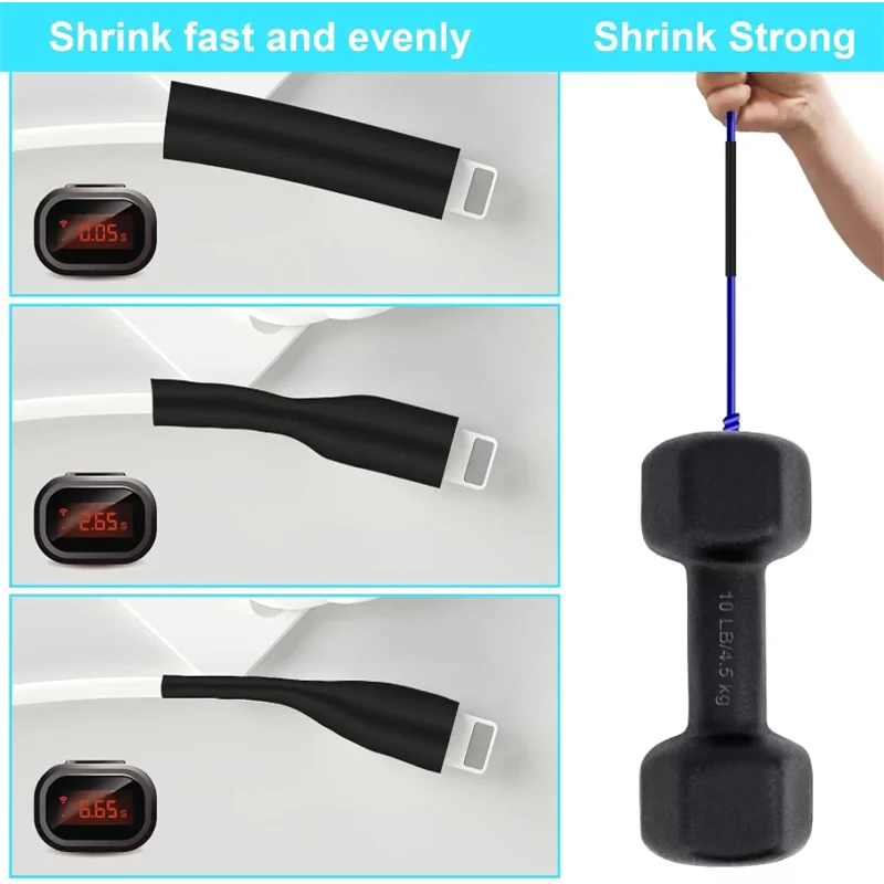 Black Heat Shrink Tube Kit Thermoresistant Tubing Shrink Wire Wrapping Electrical Connection Cable Insulation Sleeves Protecter