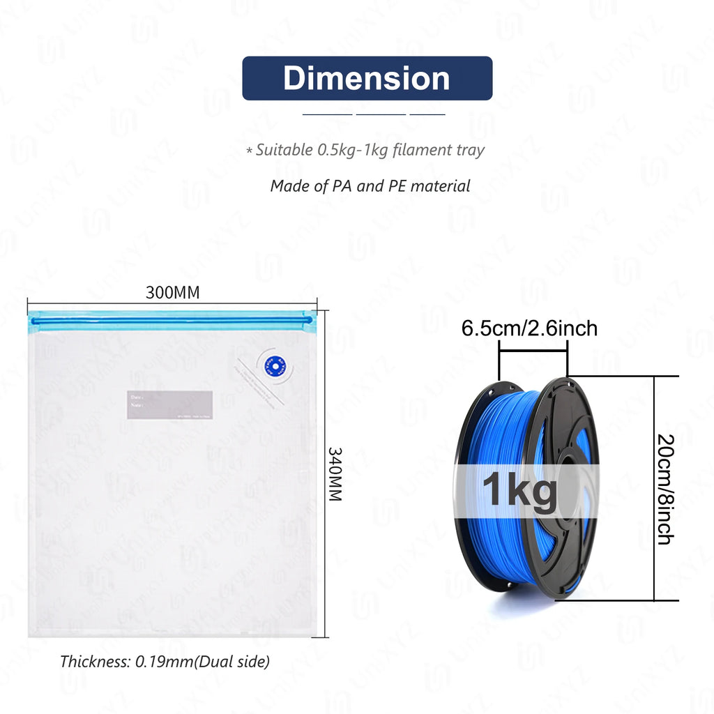 3D Printer PLA ABS TPU PETG 1kg Filament Vacuum Storage Bags Keep Material Dry Avoid Moisture Consumable Safekeep Filament Bag