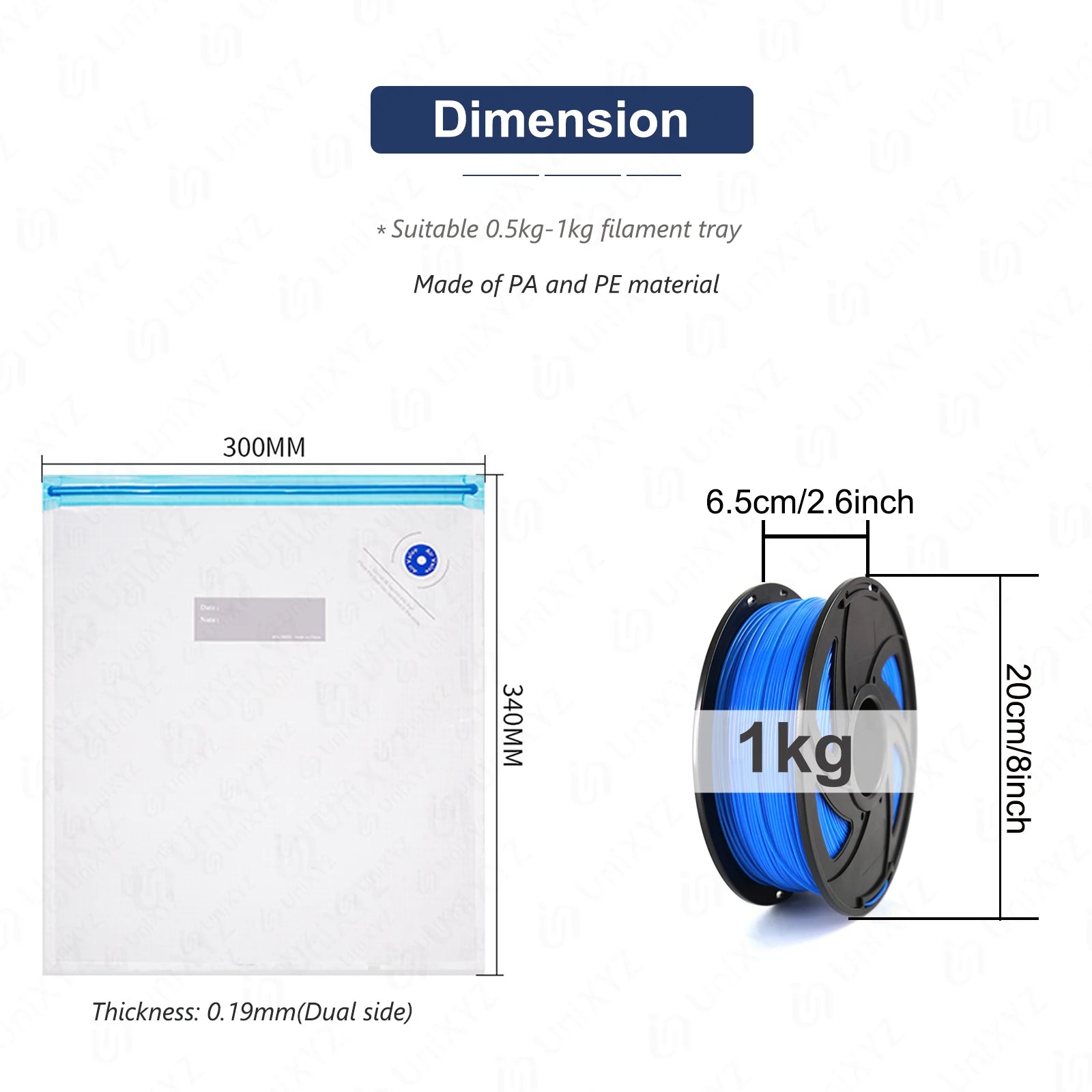 3D Printer PLA ABS TPU PETG 1kg Filament Vacuum Storage Bags Keep Material Dry Avoid Moisture Consumable Safekeep Filament Bag