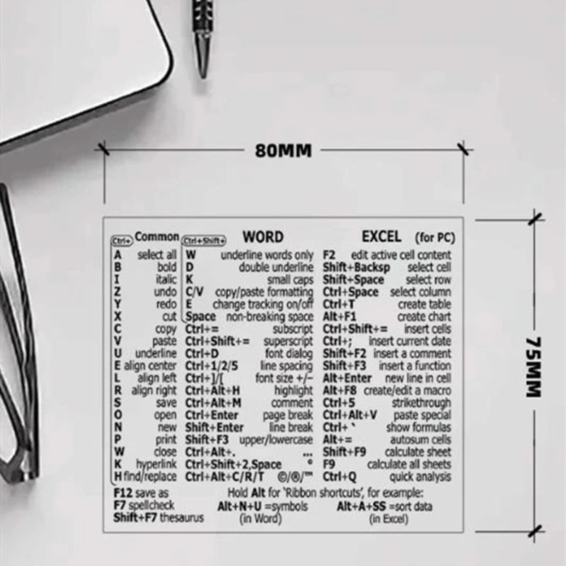 1pc/3pcs Keyboard Shortcut Stickers for Word Excel Windows MAC OS Letter Graphic Laptop Protective Sticker