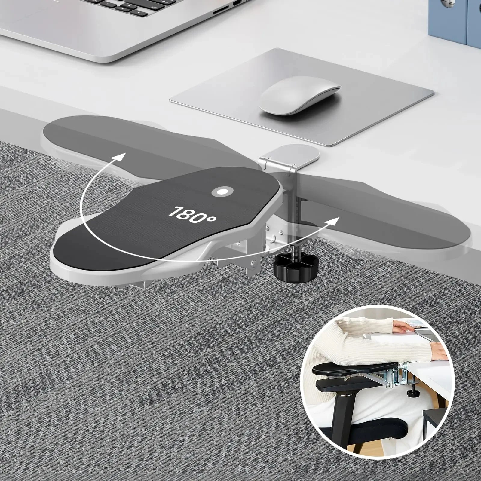 Foldable Ergonomic Computer Desk Arm Rest Pad Wrist Rest Support For Keyboard Armrest Extender Rotating Mouse Pad Holder Rack