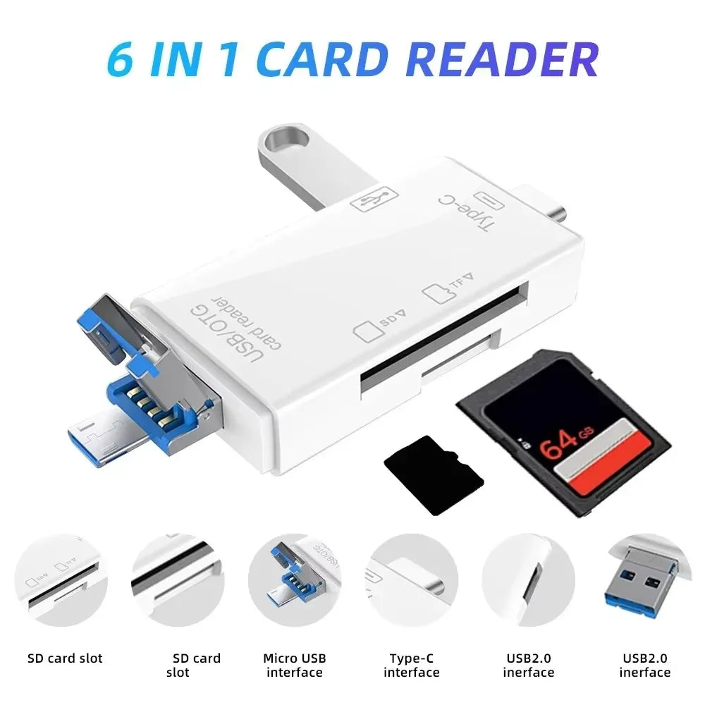 7 in 1 Card Reader USB 3.0 Type C to SD TF Memory Card Flash Drive Adapter for PC Laptop Accessories Multi Smart Cardreader