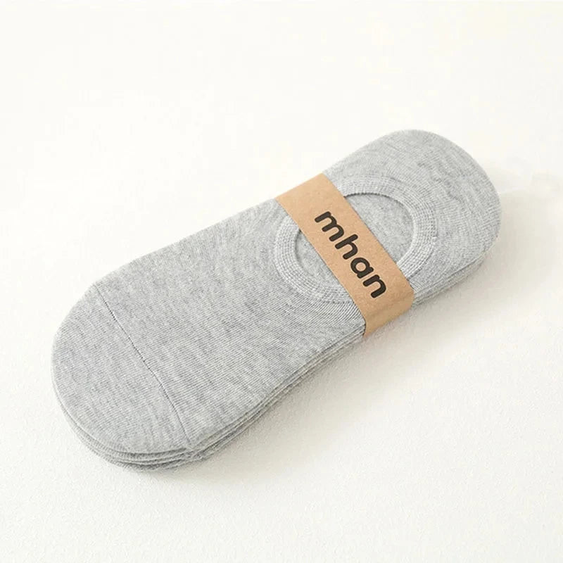 Socks Men Short No Show Low Cut Ankle Cotton Thin Black White Multipack Non-slip Silicone Summer Breathable Invisible 5pair /Lot