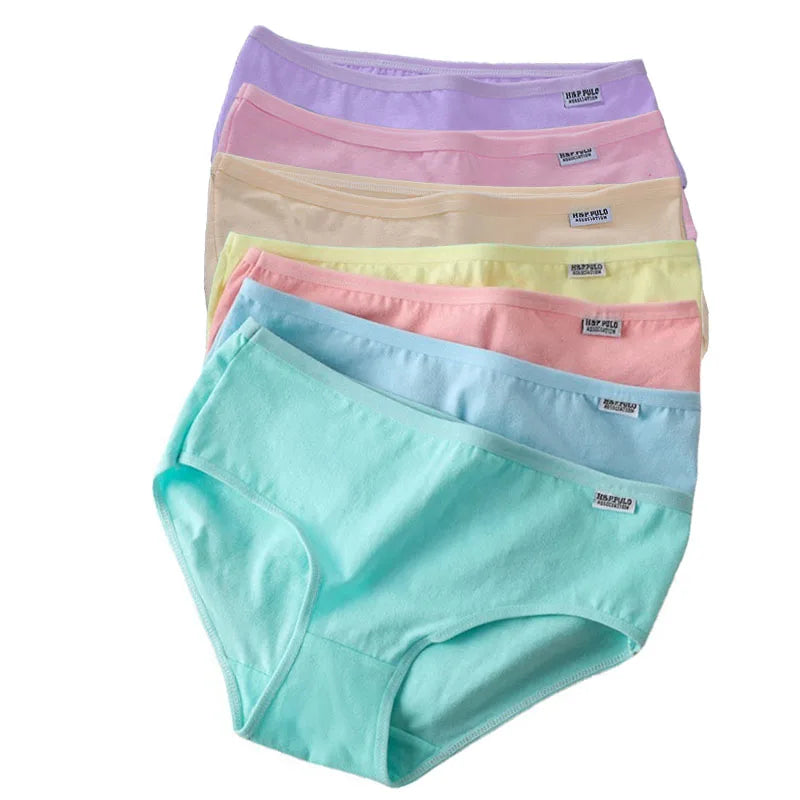 7Pcs/Lot Underwear Women Panties Cotton Plus Size Brief Girls Solid Color Panty Seamless Breath Underpant Ladies Sexy Lingerie
