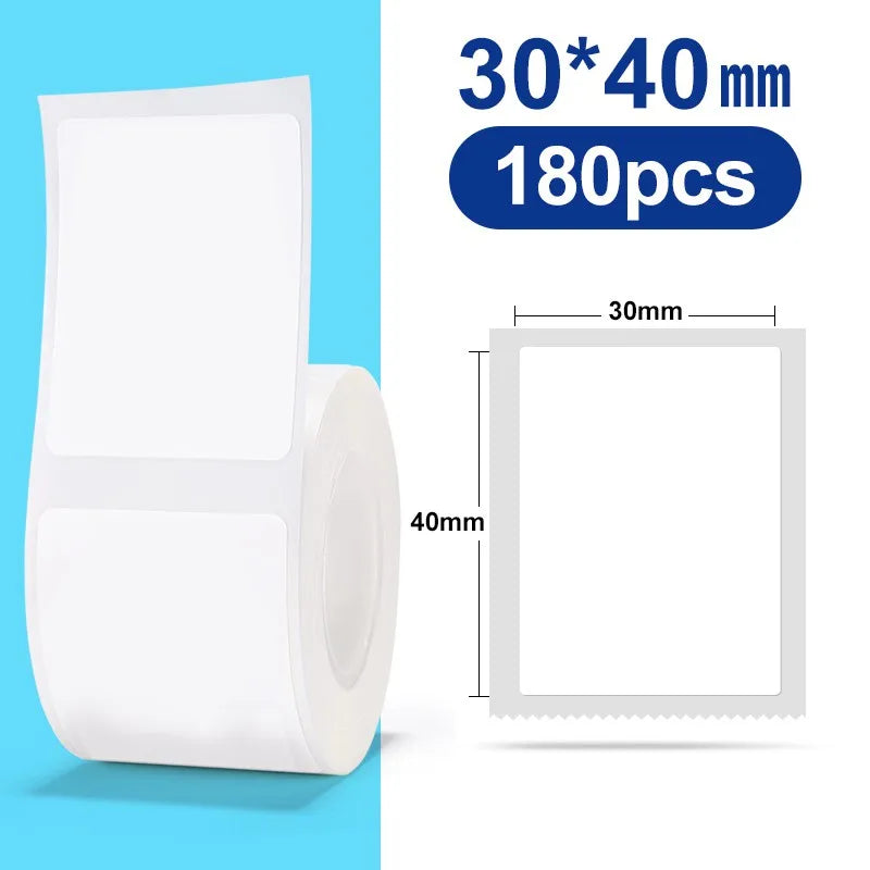 30-50mm Niimbot B21 B1 B3S Printer Label Paper Roll White Sticker Print Papers Rolls Tear-proof Water Oil-proof Adhesive