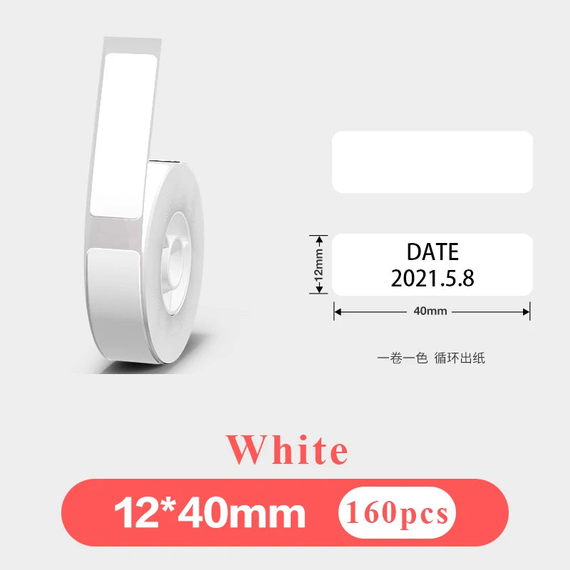 1Roll P12 P15 Thermal Label Sticker 12mm*40mm tape Compatible Phomemo D30 Q30 Marklife P11 P50 L12 DELI Q2 Labeller