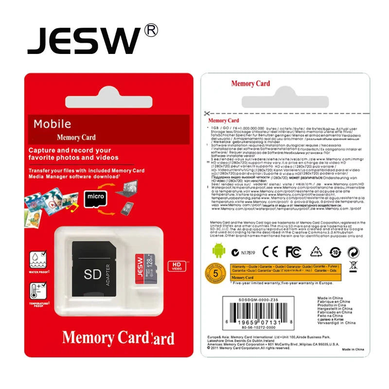 JESW Micro 256G Ultra Memory  SD Card TF Flash Card A1 V10 C10 U1 32GB 64G 16G 8G 4G Micro for Camera UAV Phone  Switch Table