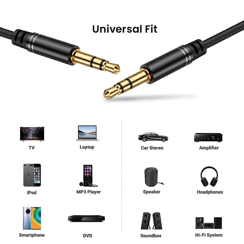 3.5mm Male to Male AUX Cable Audio Input Adapter for Car Stereos Speakers Headphones - Durable Aux Cord Audio Cable