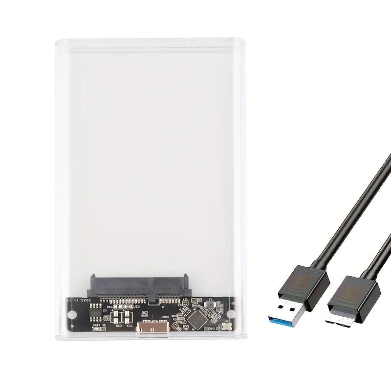 New Transparent Portable Hard Drive Case For 2.5-inch SATA HDD/SSD USB 3.0 External Reader for Desktops and Laptops