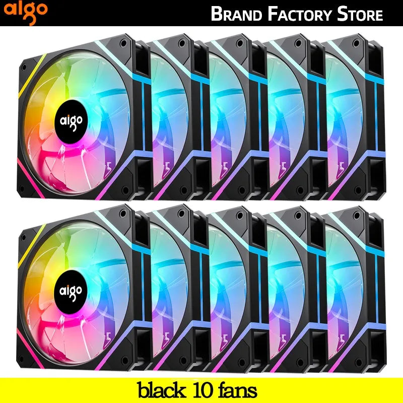 Clearance_Aigo AM12PRO Rgb Fan Ventoinha PC 120mm Computer Case Fan Kit Water Cooler 4pin PWM CPU Cooling Fans 3pin5v argb 12cm