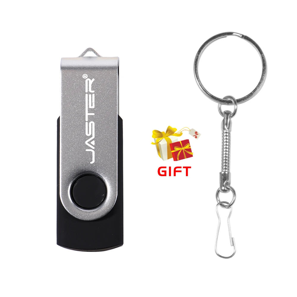 JASTER Rotatable Colorful USB 2.0 Flash Drive 128GB Creative Gift Memory Stick 64GB Silver Clip Pen Drive 32GB U Disk 16GB 8GB