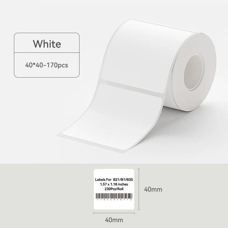 NIIMBOT B21/B1/B3S Full white series Thermal Label Sticker Paper Printable 20-50mm