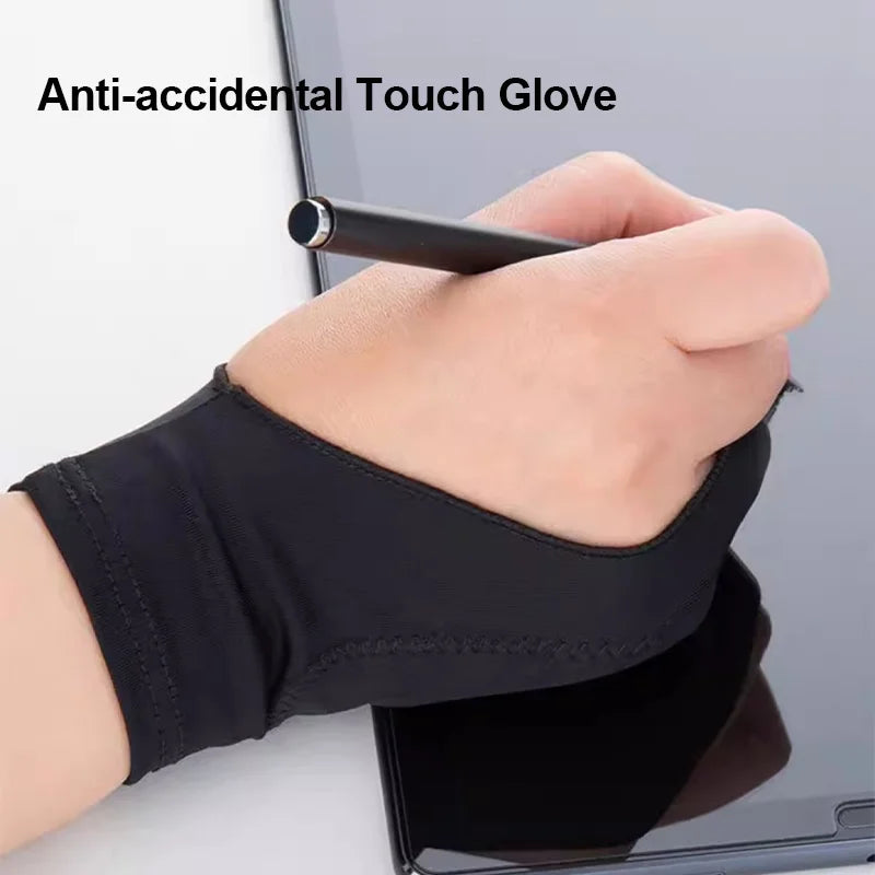 Anti-touch Painting Gloves Two-Finger Drawing Gloves for iPad Tablet Digital Board Touch Screen Oil Painting Office Art Supplies
