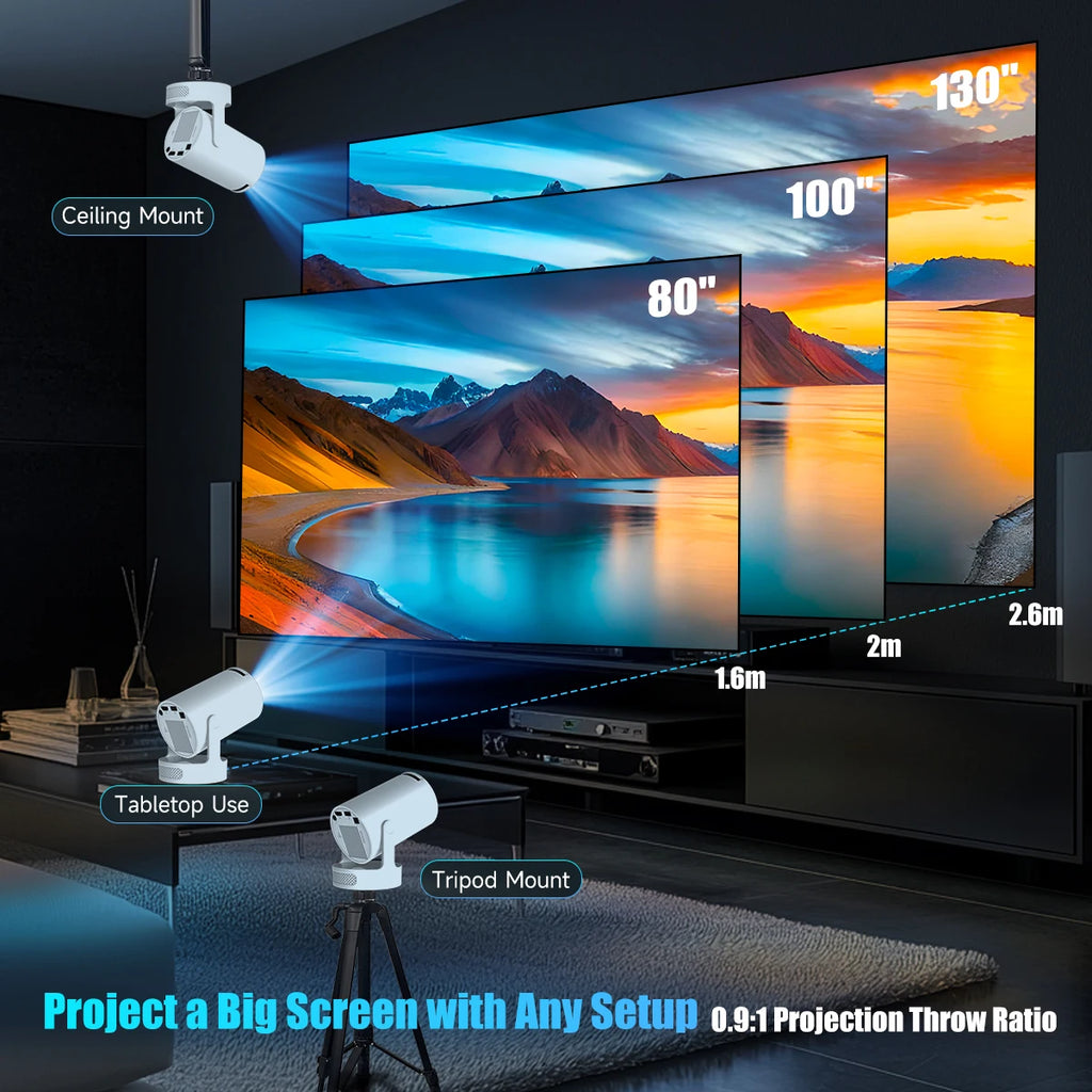 Magcubic 4K HY300 Pro + Projector Built in 5W Speaker 1280*720P Android 11 8000 Lumens Wifi6 BT5.4 Outdoor Portable Projector
