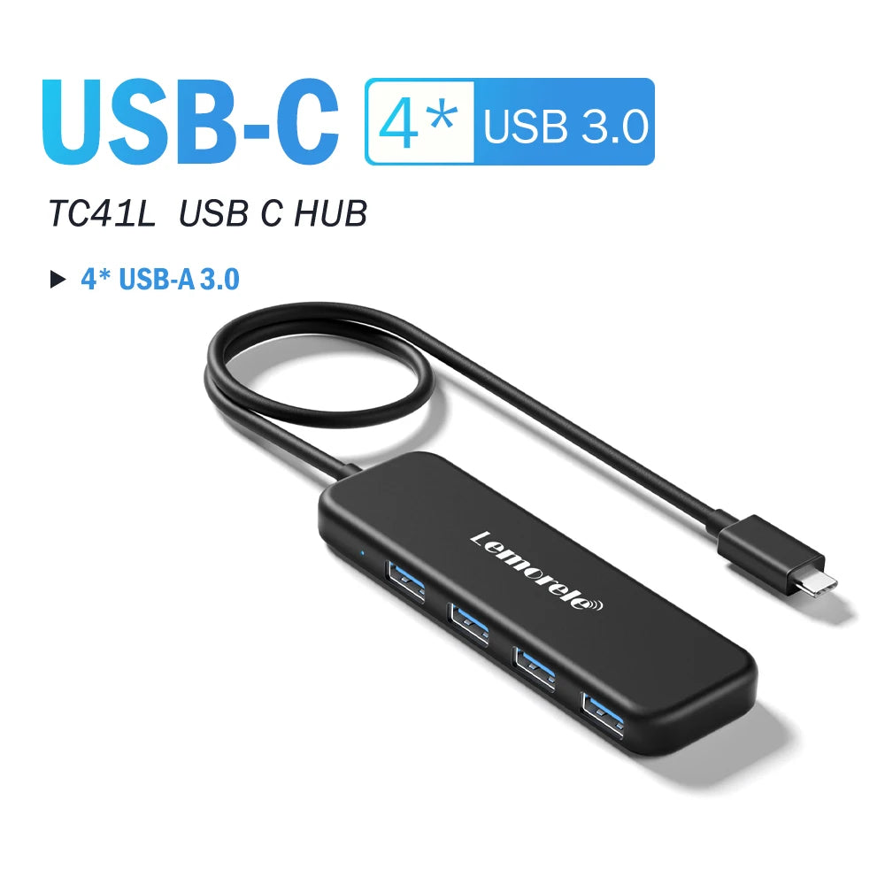 Lemorele USB Hub Type C Hub USB3.0 OTG 4 Port USB C/A HUB Multi Splitter Adapter Laptop Accessories For Lenovo Macbook Pro
