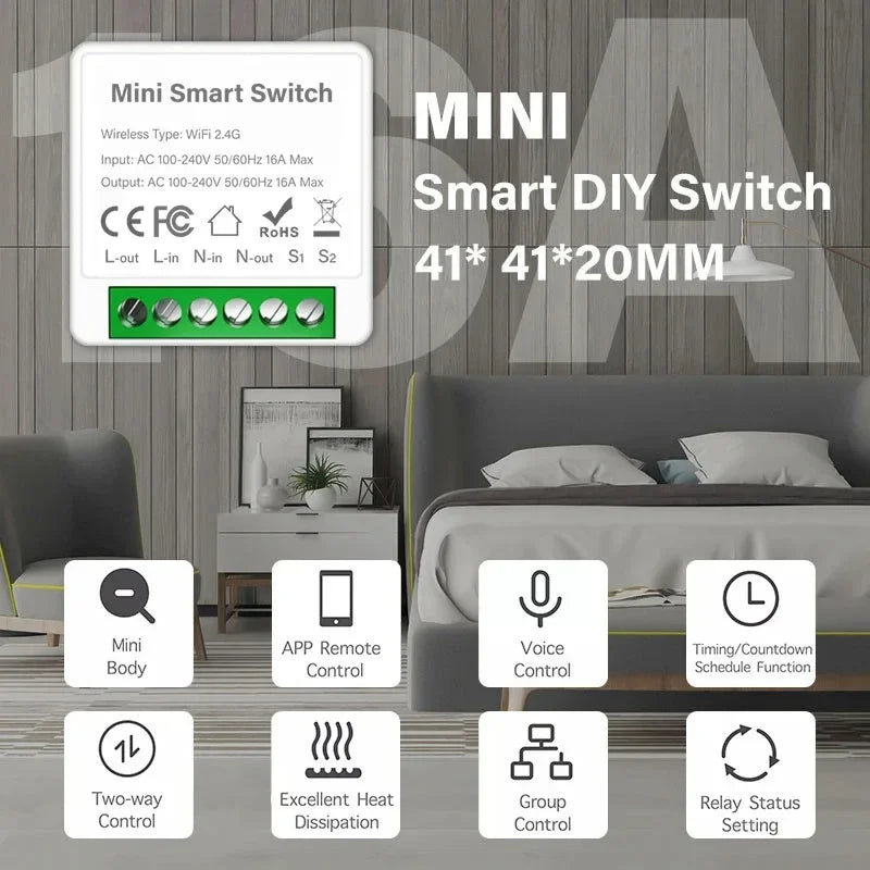 Smart WiFi/Zigbee Switch 16A 20A Module Relay Module Smart Support 2 Way Relay Timer with Google Home Alexa Alice Smart Life