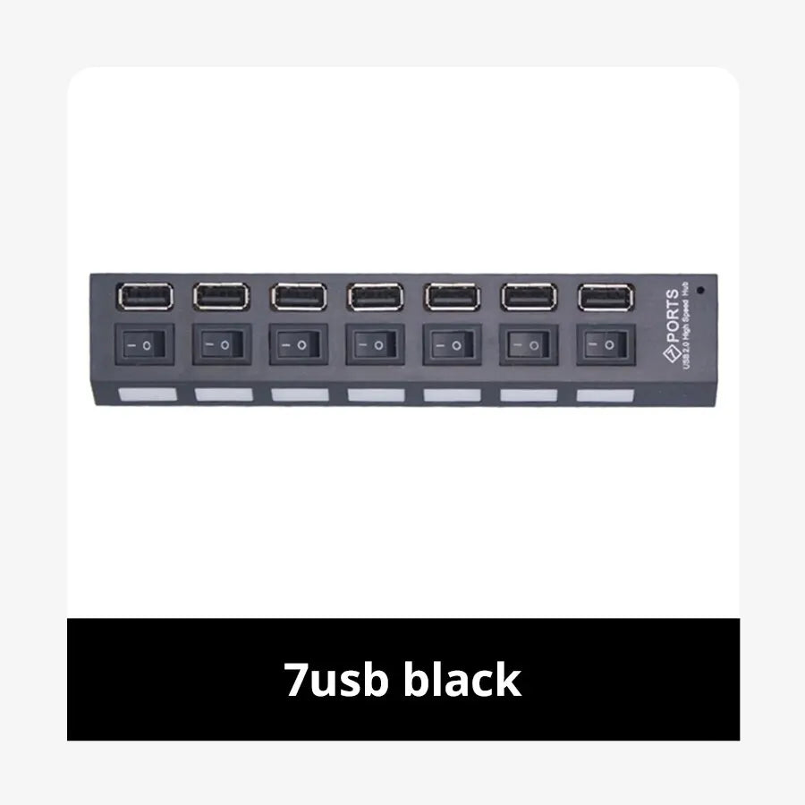 Switch Extension Hub 7-port USB2.0 Hub Computer USB Extension Hub One Drag Seven USB2.0 Splitter PC Laptop Desktop