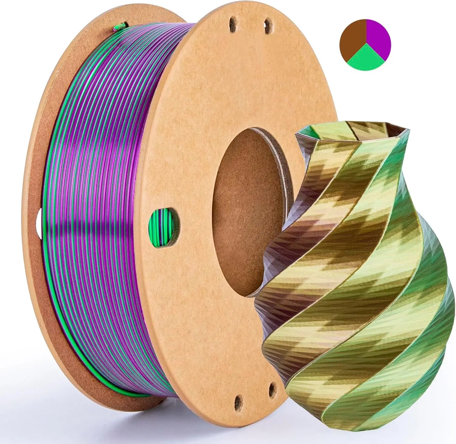 Multicolor 3D Printer Filament,Dual/Tri Color 1.75mm PLA Silk Shiny Printing Filament,250g(0.55lbs) Fit Most FDM 3D Printer