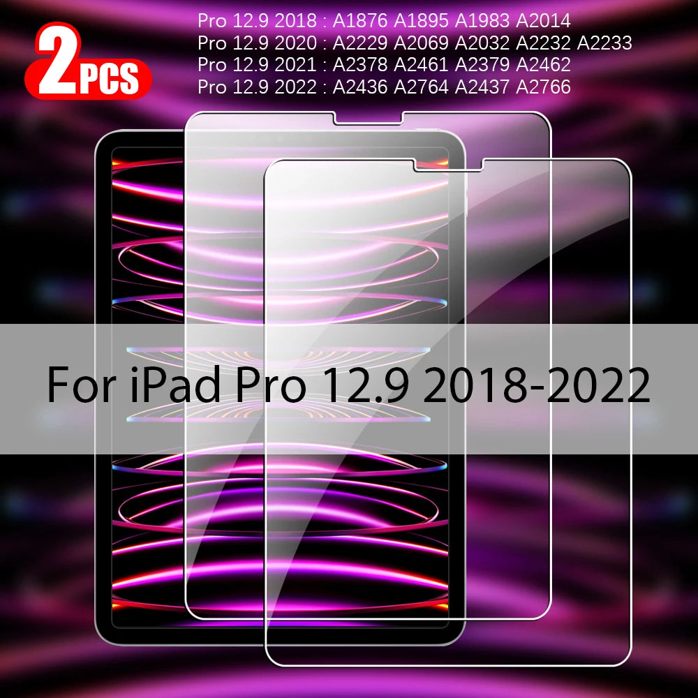 2Pcs Tempered Glass Screen Protector For Ipad Pro 13 12.9 M4 Air 11 M3 M2 5 4 Mini 6 7 9 9th 10 10th Generation A16 Accessories