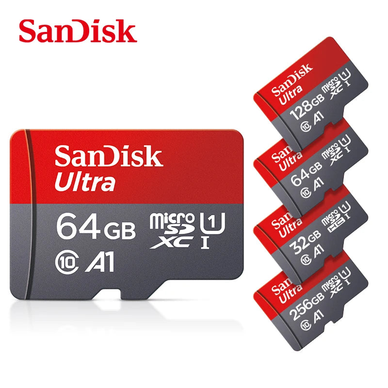 100% Original SanDisk Micro tf Card 256GB 128GB 64GB 32GB A1 Class 10 Memory Card UHS-1 TF Flash Card for Samrtphone/PC