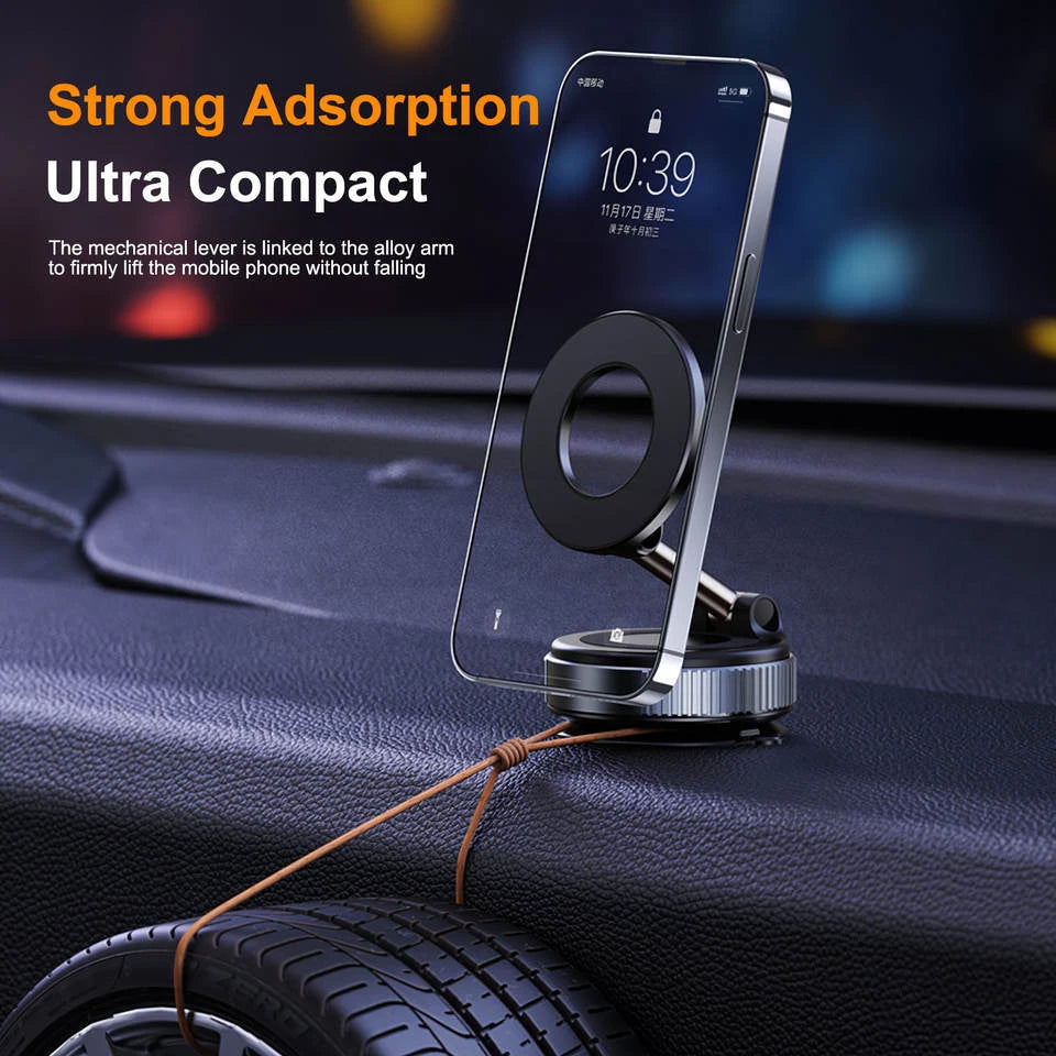 Car Mount Vacuum Magnetic Holder Foldable Strong Suction Stand For Cell Phone For iphone 16 15 12 13 14 Live Streaming
