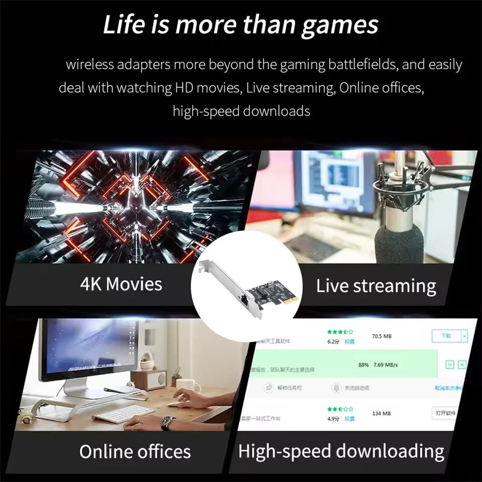 Gigabit Ethernet Network Card PCI-E to RJ45 1000Mbps Wired LAN Controller with RTL8111H Chipset PCIE Adapter for Desktop PC