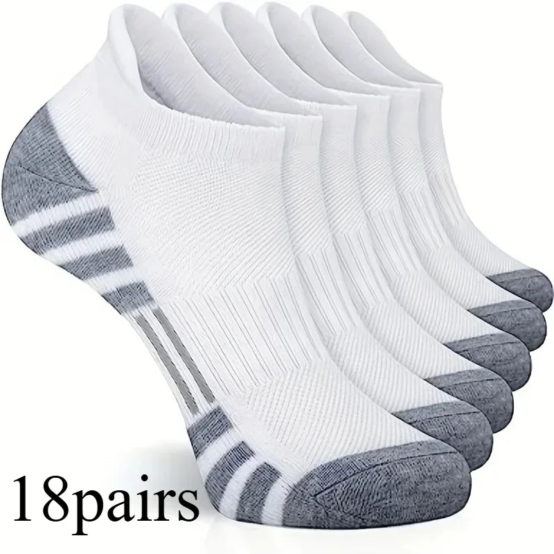 6/12/18Pairs Ankle Athletic Running Socks Cushioned Cotton Breathable Low Cut Sports Tab Socks For Men And Women