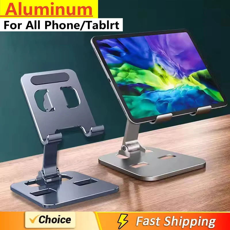 All Metal Aluminum 360 Rotation Mobile Phone Holder Universal Bracket Folding Double Shaft Design Stable Anti Fall