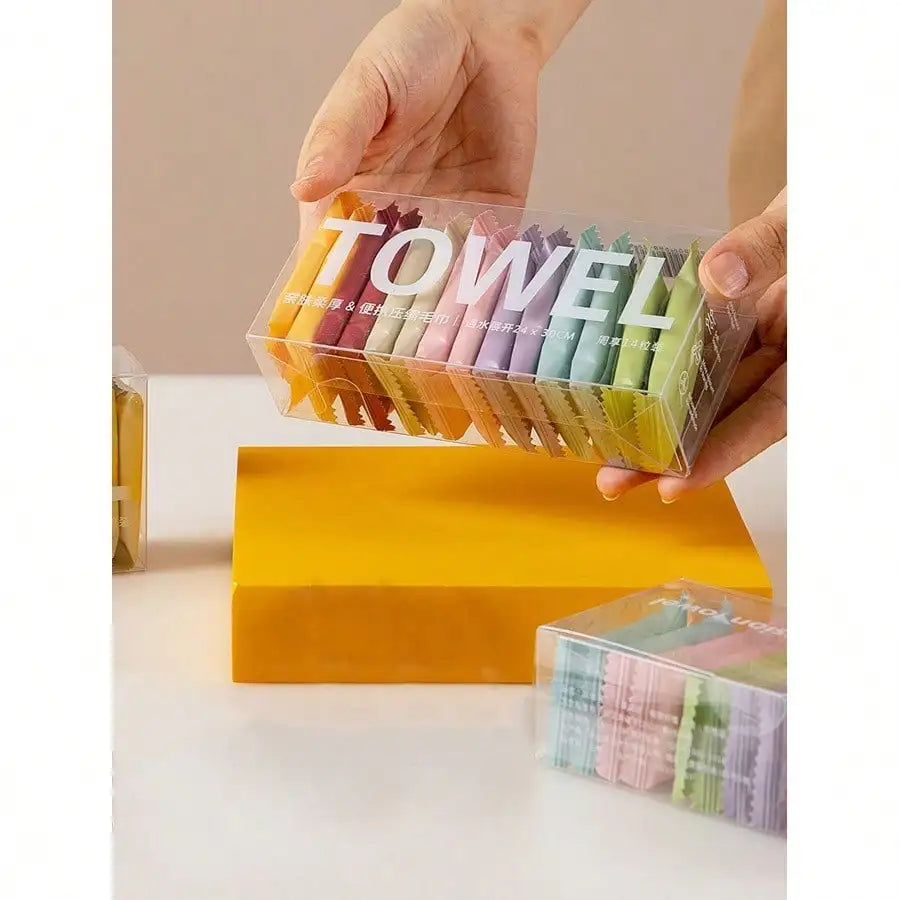 14pcs/box Disposable Washcloth Portable Travel Towel Thickened Compressed Face Cleansing Beauty Square Towel