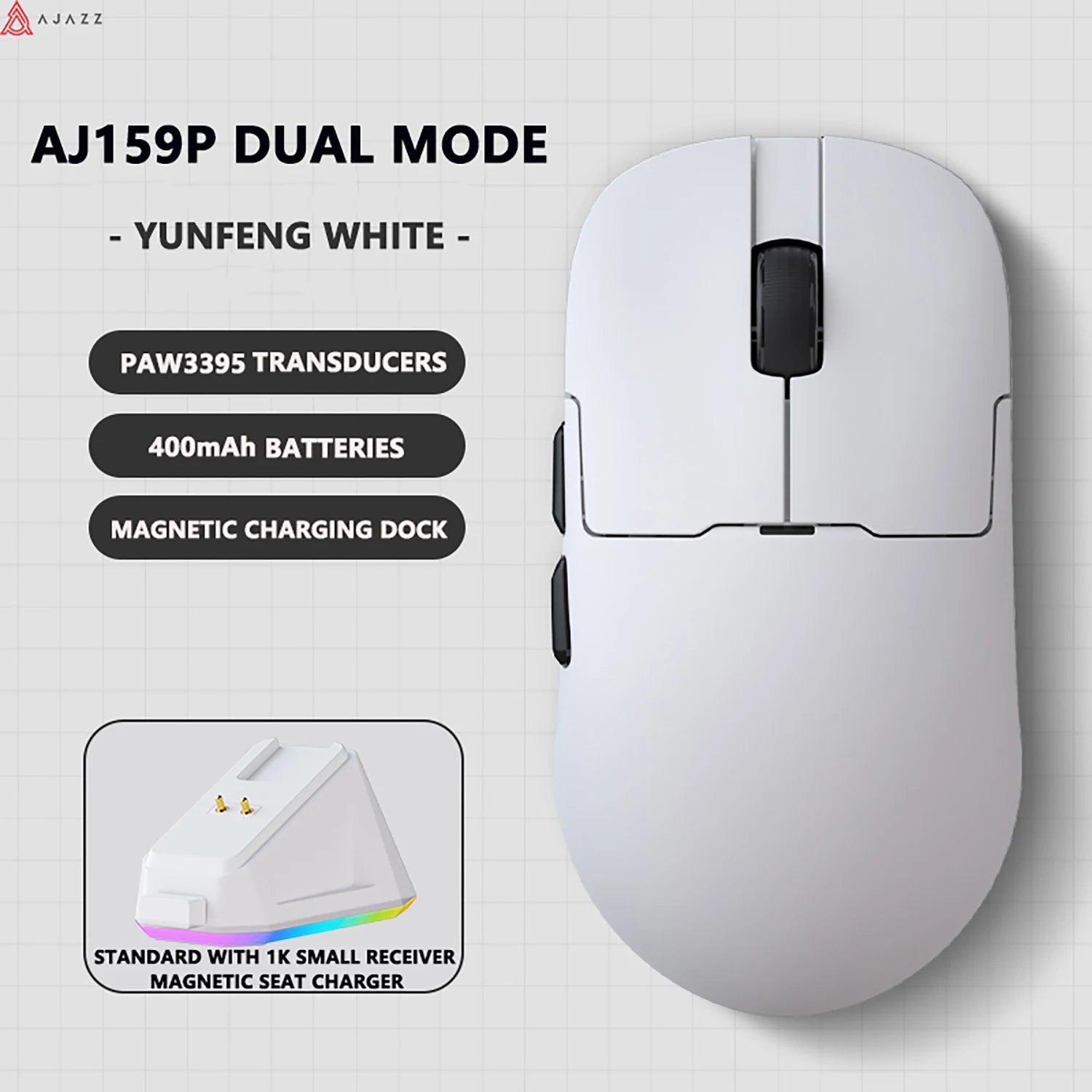 AJAZZAJ159 gaming mouse three-mode 8k wireless charging base lightweight professional gaming PAW3395