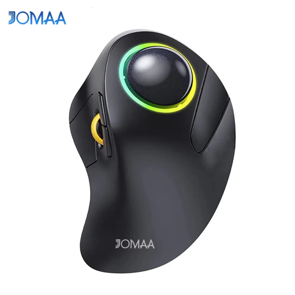 JOMAA RGB Backlit Wireless Trackball Mouse Wireless 2.4G Rechargeable Ergonomic Rollerball Gaming Mouse for Laptop Mac iPad Game