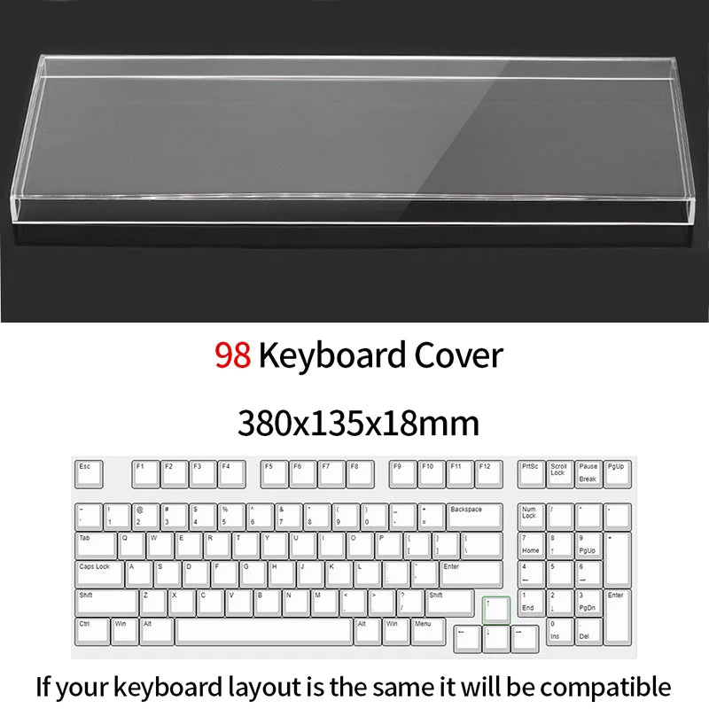 Acrylic Keyboard Clear Protector Case Mechanical Keyboard Dust Cover For 60/61/64 96 98104/108 Key Mouse Cover Keyboard Cover