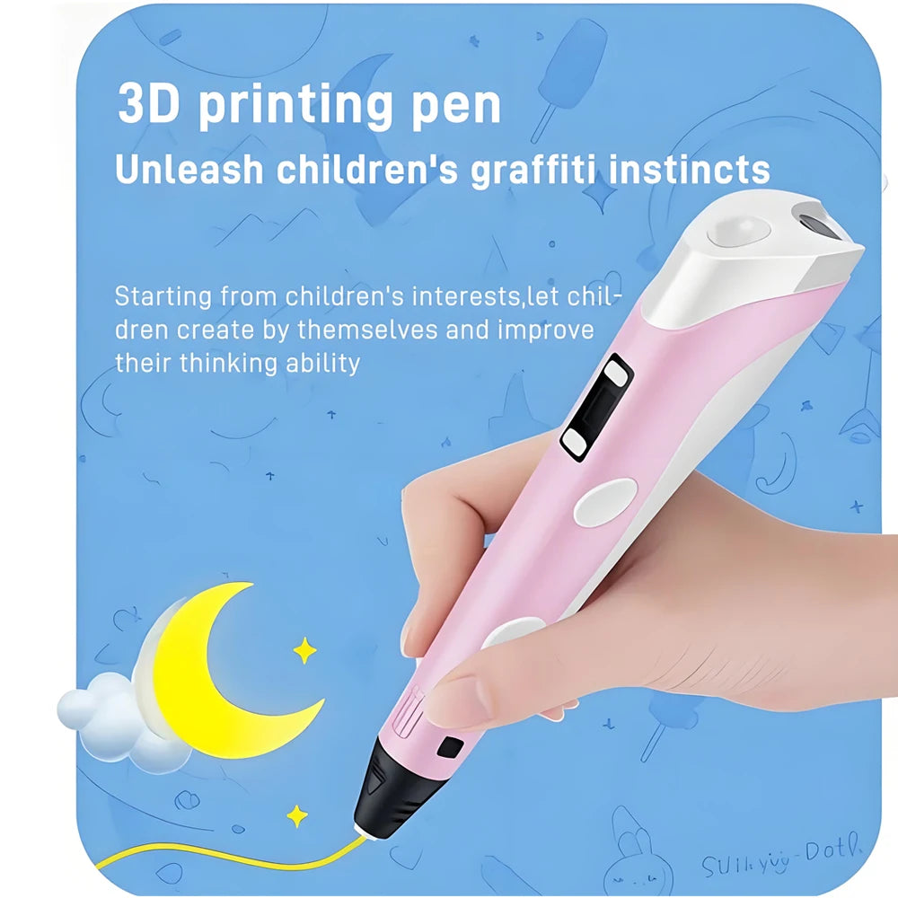 3D Pen Drawing Printing Pen With LCD Screen Compatible PLA Filament Toys Safe Paiting for Children DIY Christmas Birthday Gift