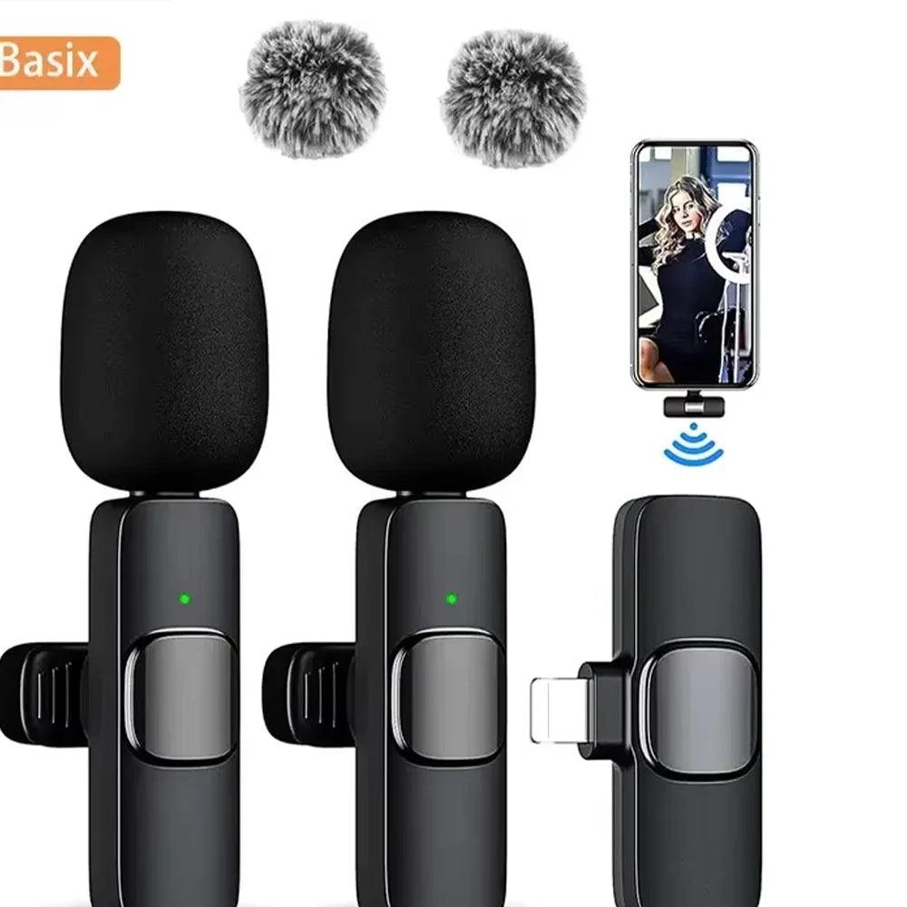 Mini Wireless Lavalier Microphone Windproof Wool Replaceable Lavalier Microphone for iPhone YouTube Vlog Audio Recording